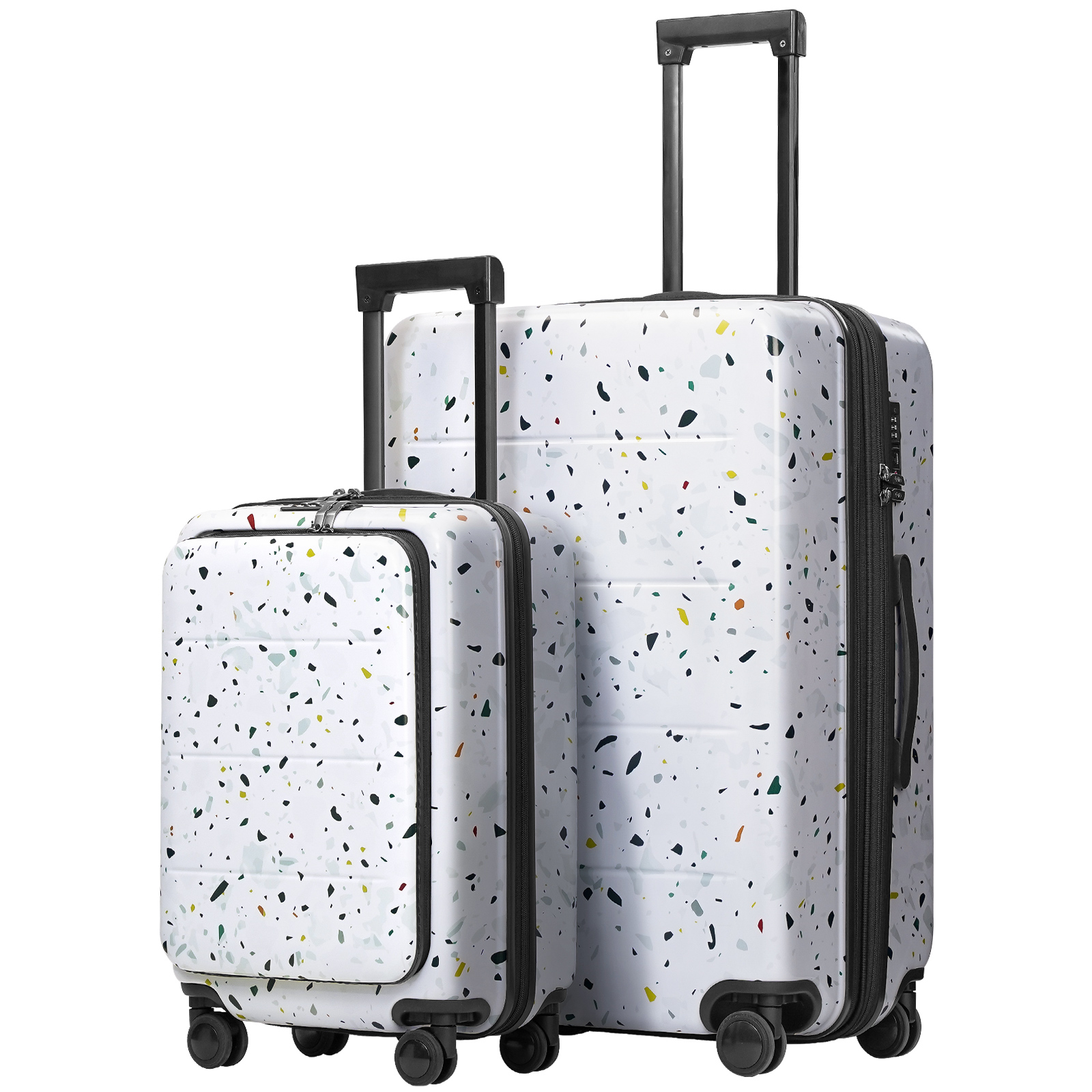 COOLIFE Luggage Suitcase Piece Set Carry On ABS+PC Spinner Trolley with pocket Compartmnet Weekend Bag  YD76SET