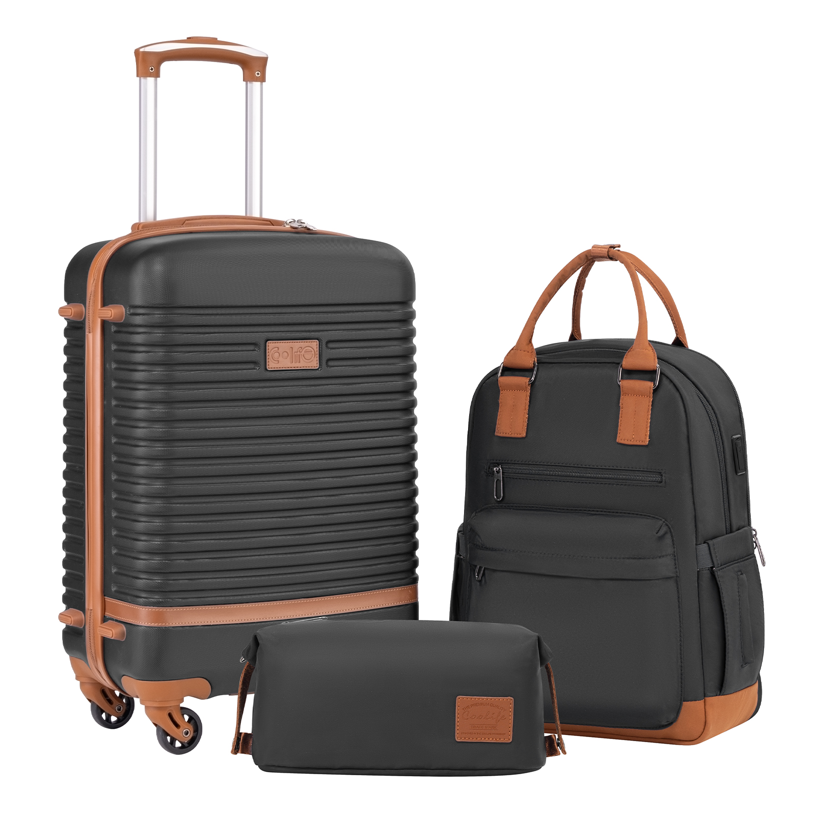 Coolife Suitcase Set 3 Piece Luggage Set Carry On Travel Luggage TSA Lock Spinner Wheels Hardshell Lightweight Luggage Set