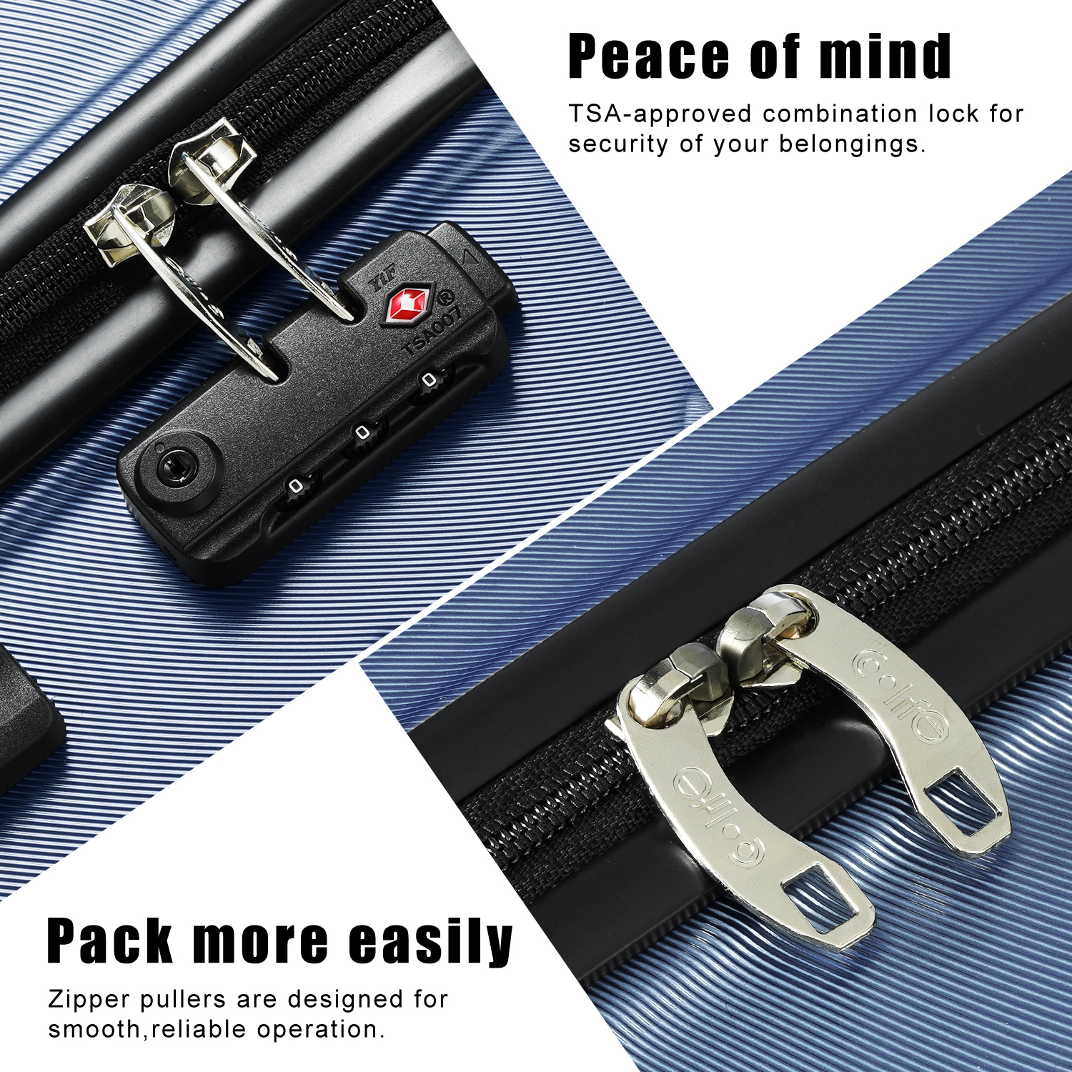 Coolife Suitcase Carry-on Spinner TSA Lock USB Port Expandable Luggage