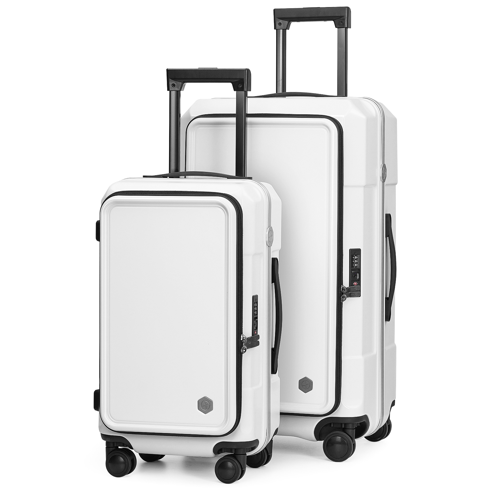 Coolife Luggage Carry On Spinner Suitcase Set with Pocket Compartment Weekend Bag Hardside Trunk Aluminum Type
