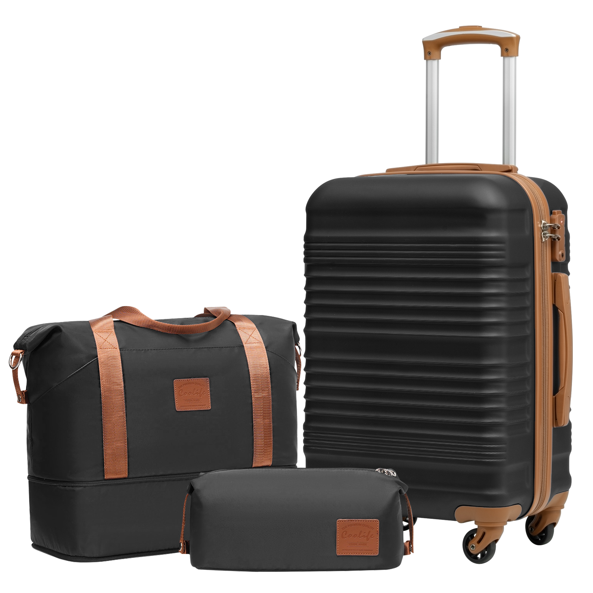 Coolife Luggage Set 3 Piece Luggage Set Carry On Suitcase Hardside Luggage with TSA Lock Spinner Wheels