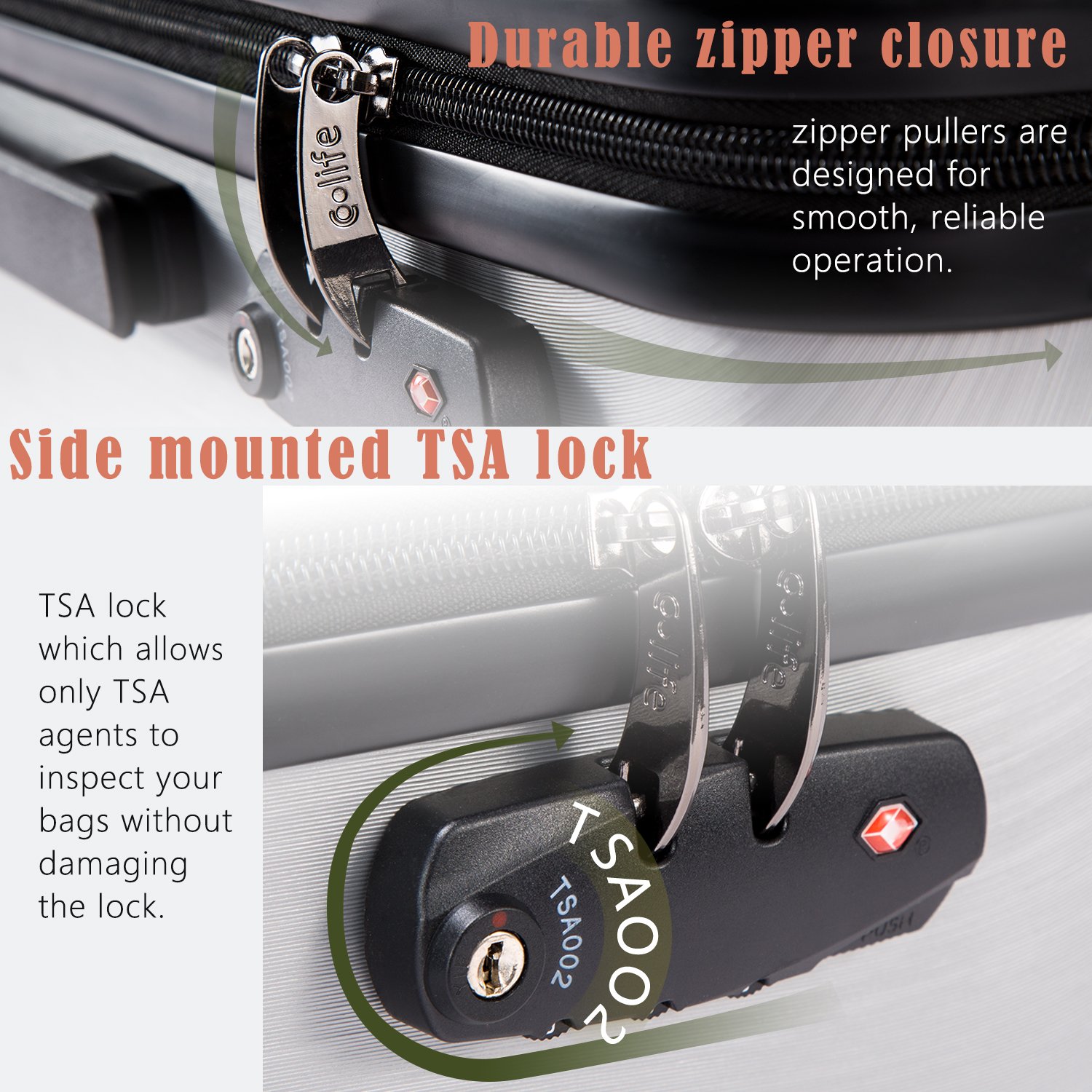Coolife Luggage Expandable Suitcase PC+ABS 3 Piece Set with TSA Lock Spinner 20in24in28in YD60SET