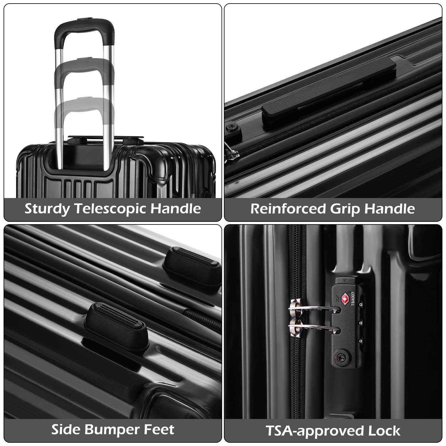 COOLIFE Luggage Expandable Suitcase PC+ABS 3 Piece Set with TSA Lock Spinner Carry on 20in24in28in YD80