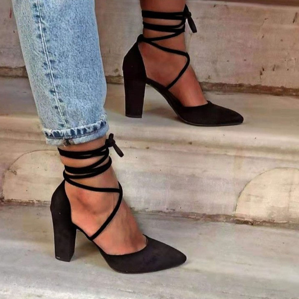 Ericdress Lace-Up Lace-Up Chunky Heel Western Thin Shoes