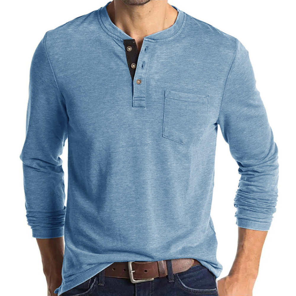 Ericdress Plain Round Neck Pocket Pullover Long Sleeve T-shirt