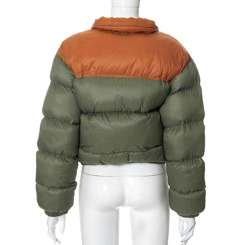 Ericdress Thick Zipper Patchwork Standard Cotton Padded Jacket