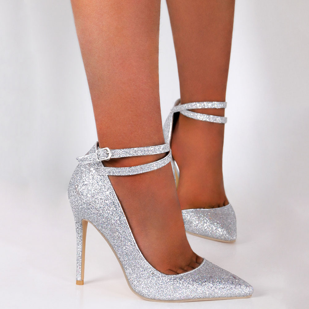Ericdress Pointed Toe Sequin Stiletto Heel Low-Cut Upper Thin Shoes