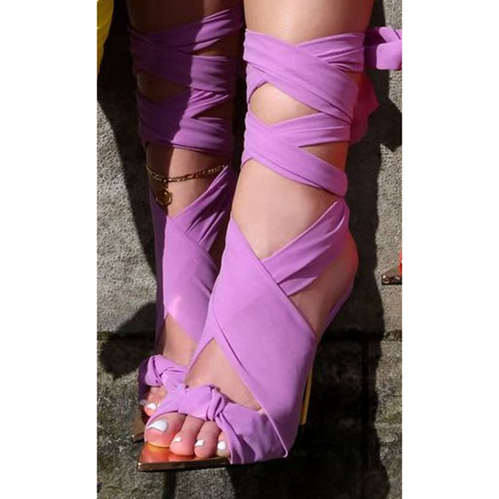 Ericdress Lace-Up Open Toe Stiletto Heel Plain Women's Sandals