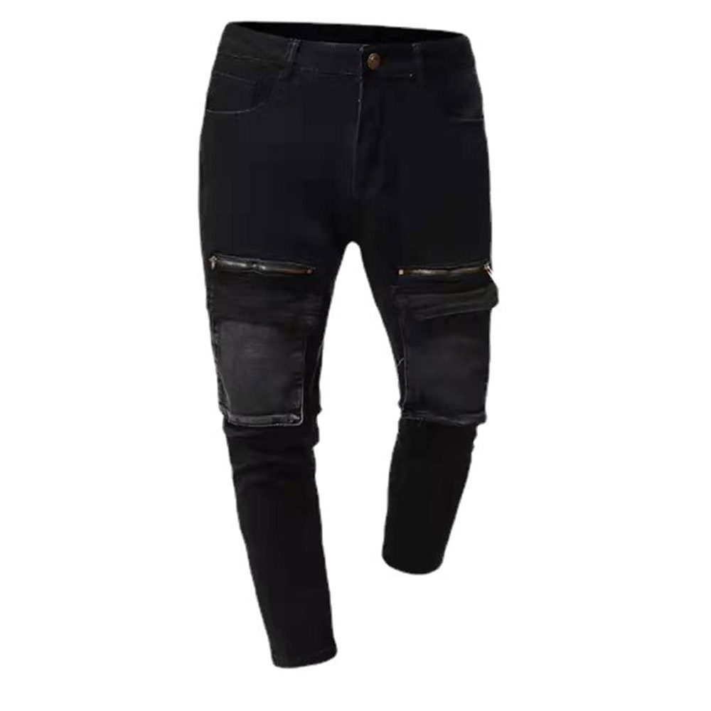 Ericdress Pocket Pencil Pants Color Block European Mid Waist Jeans