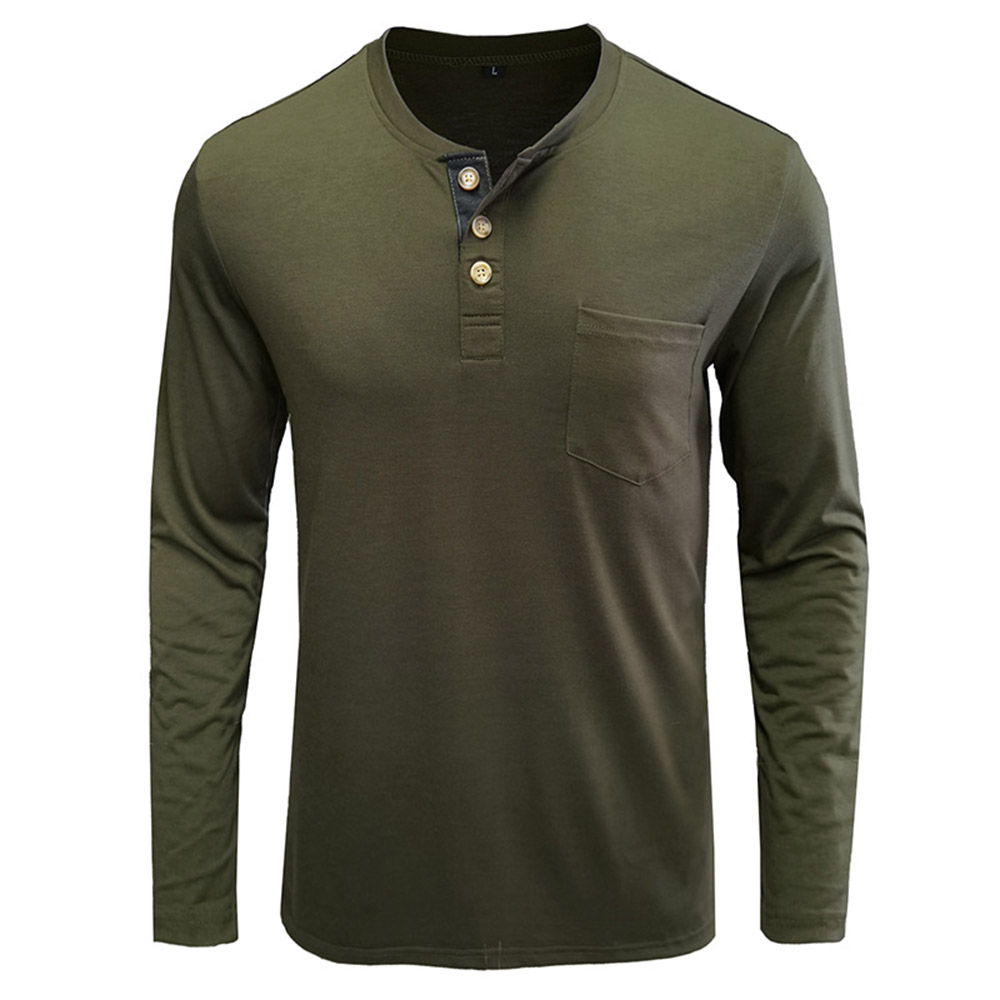 Ericdress Plain Round Neck Pocket Pullover Long Sleeve T-shirt