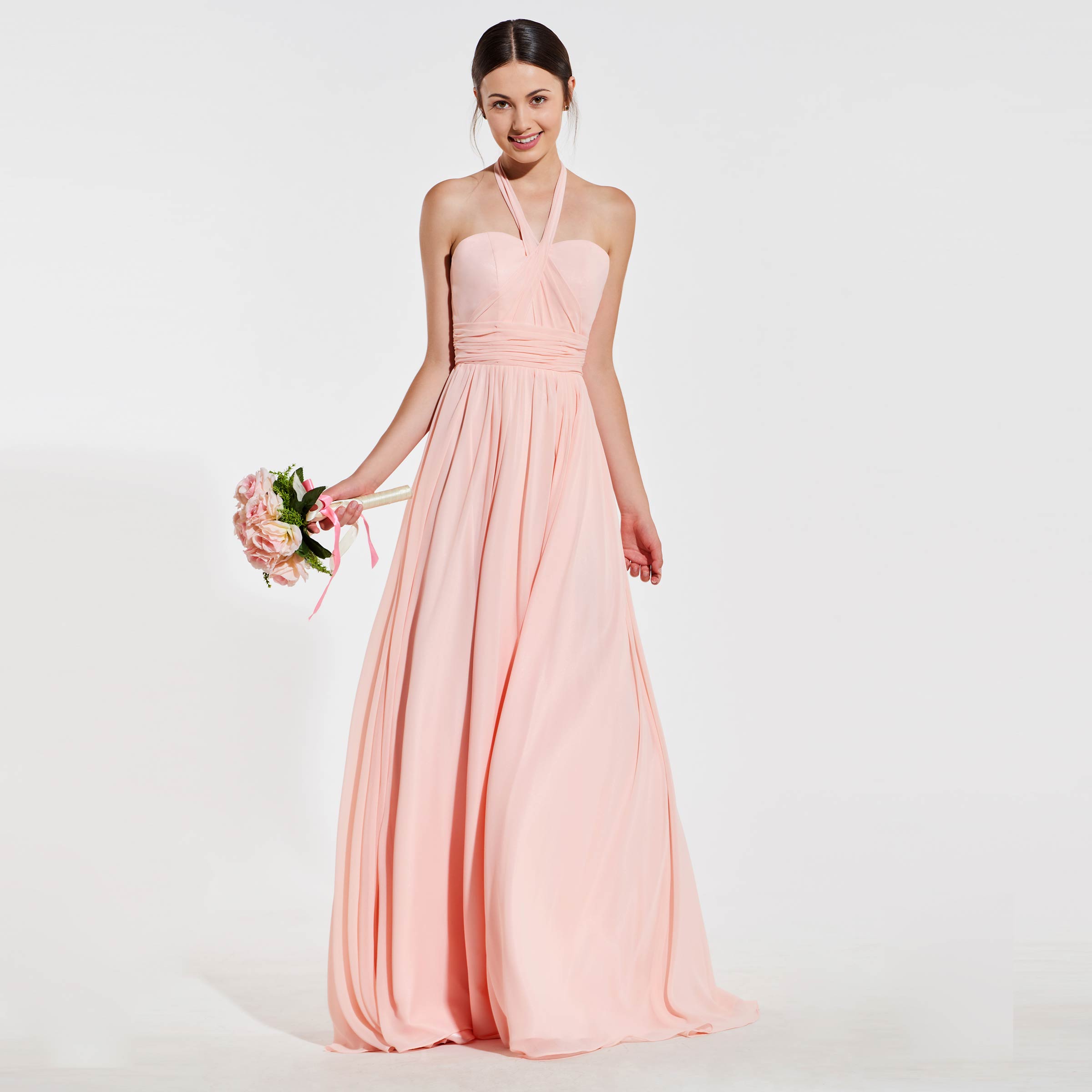 Ericdress Pink Halter Neck Backless A-Line Bridesmaid Dress Rose Quartz Dress