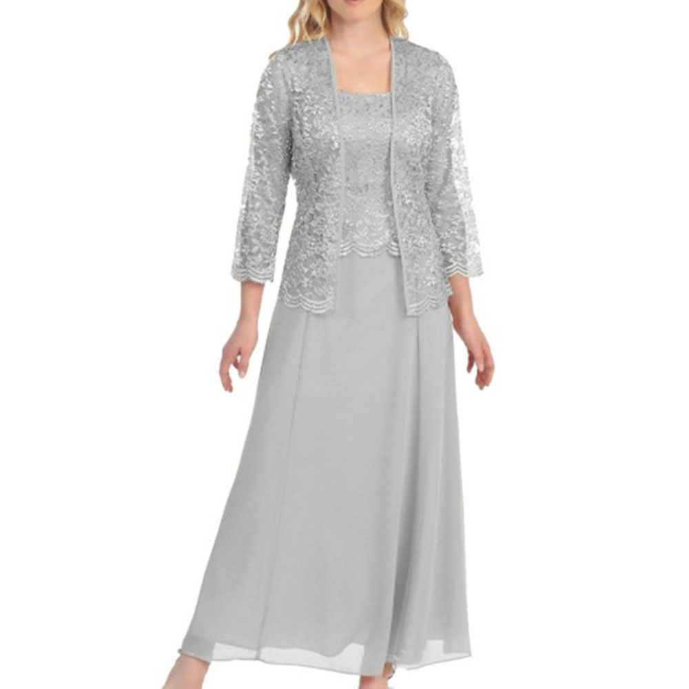 Ericdress A-Line Floor-Length 3/4 Length Sleeves Lace Formal Dress 2021