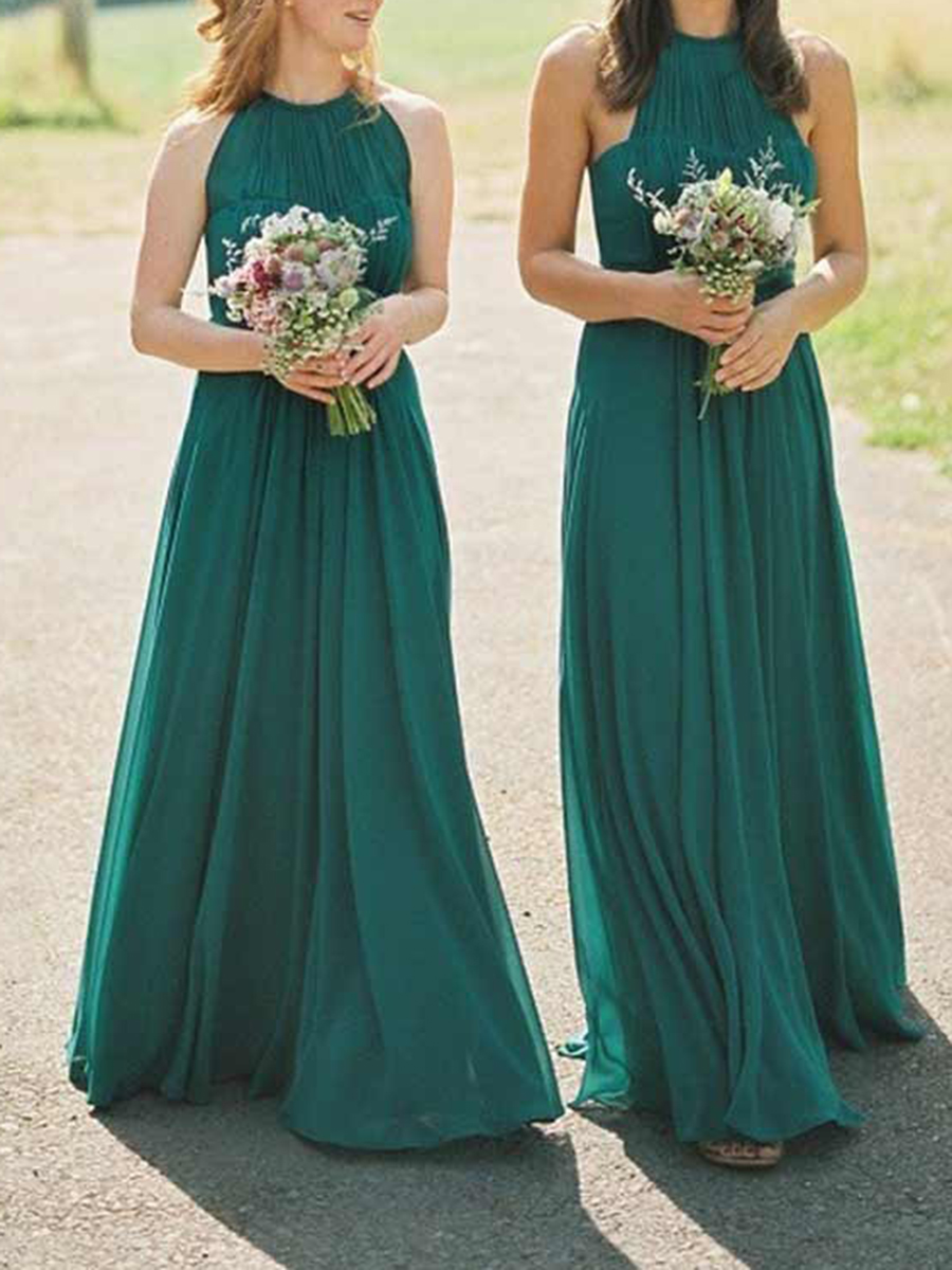 Ericdress Halter A-Line Ruched Bridesmaid Dress