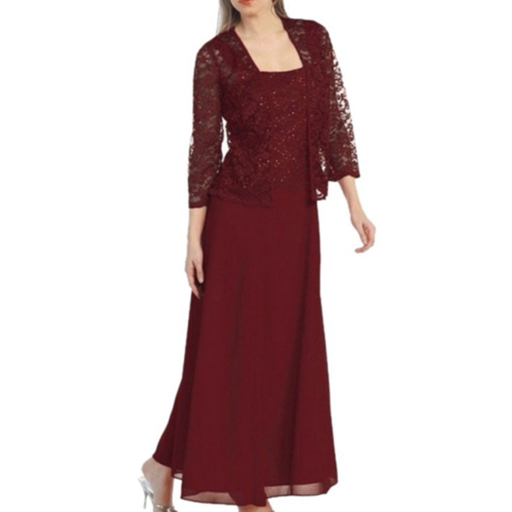 Ericdress A-Line Floor-Length 3/4 Length Sleeves Lace Formal Dress 2021