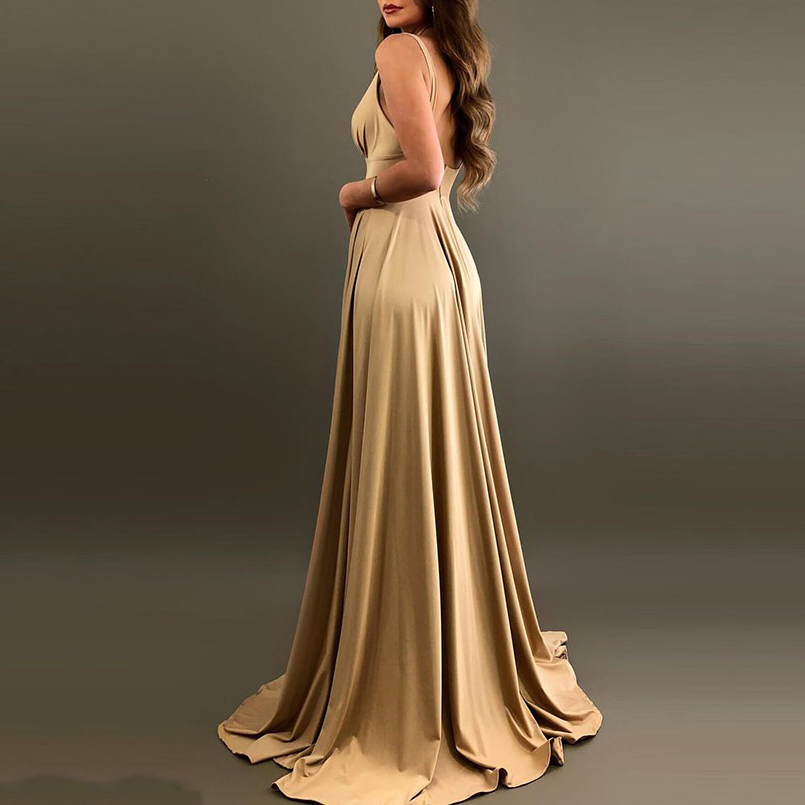 Ericdress A-Line V-Neck Split-Front Bridesmaid Dress