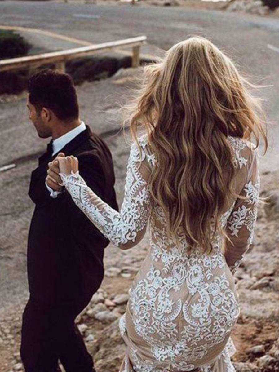 Ericdress Long Sleeves Mermaid Lace Wedding Dress