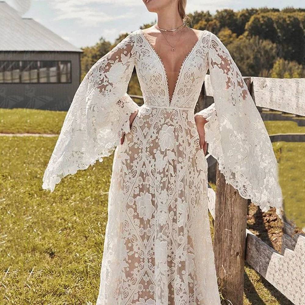 Ericdress Floor-Length Lace Trumpet Long Sleeves Trumpet/Mermaid Hall Wedding Dress