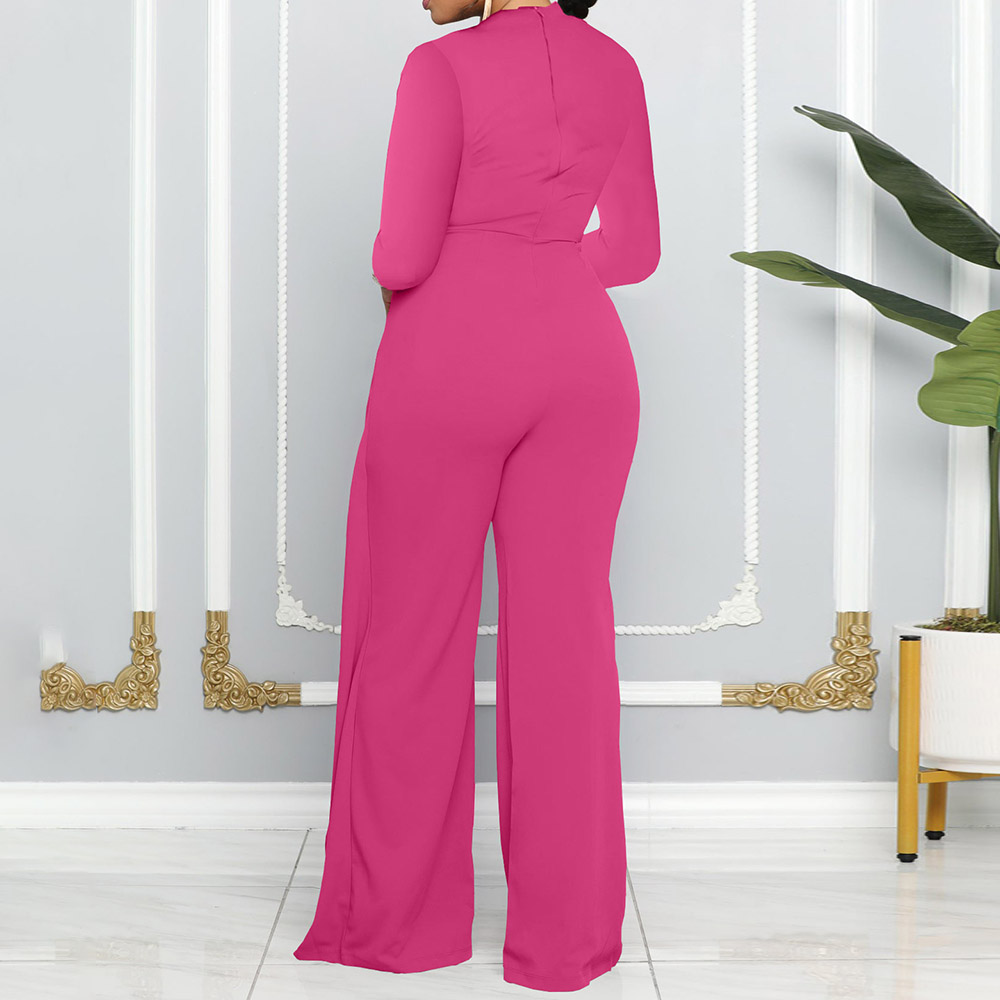 Ericdress Plain Asymmetric Fashion Mid Waist Straight Jumpsuit