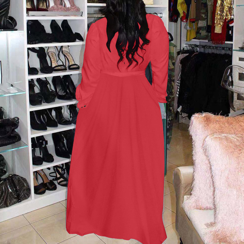Ericdress Long Sleeve Button Floor-Length Casual Regular Dress