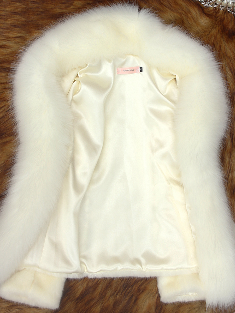 Ericdress Plain Thick Patchwork Faux Fur Coat