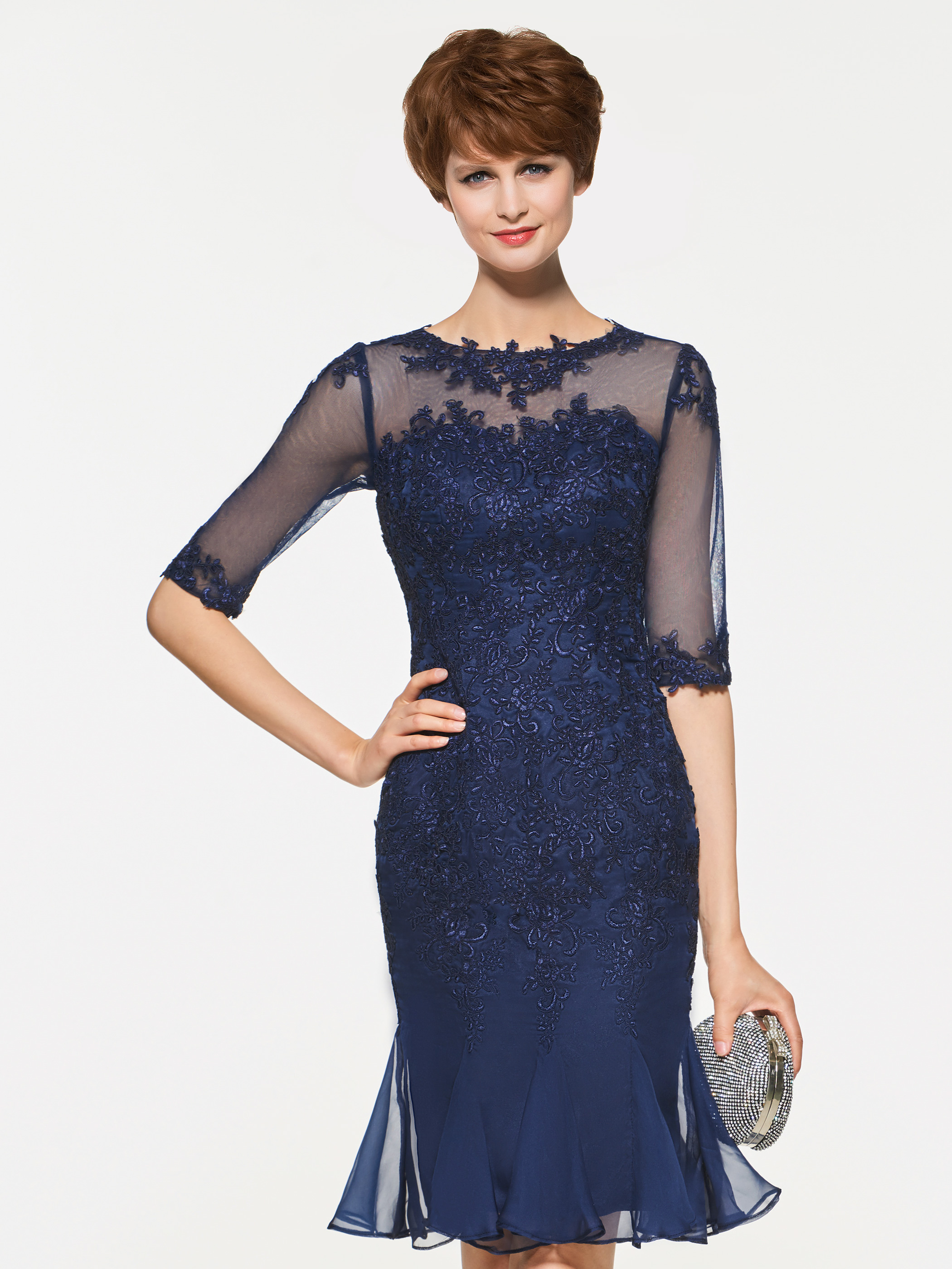 Ericdress Appliques Half Sleeves Sheath Knee Length Mother Of The Bride Dress Wedding Guest