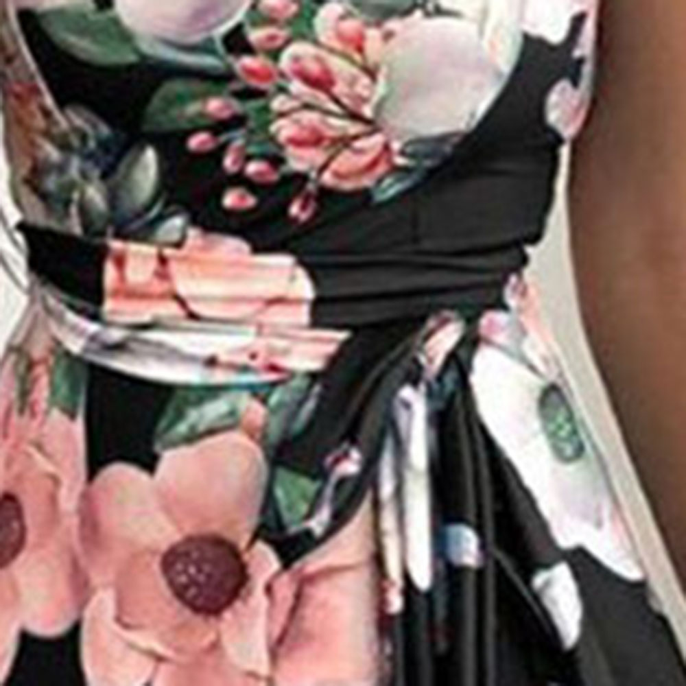 Ericdress Print Floor-Length Short Sleeve Mid Waist Pullover Maxi Dress