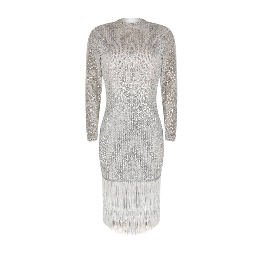 Ericdress Sequins Mid-Calf Long Sleeve Western Pullover Bodycon Dress