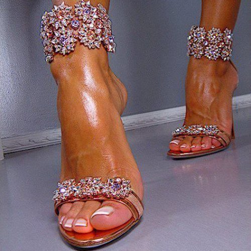 Ericdress Glittering Rhinestone Open Toe Stiletto Sandals