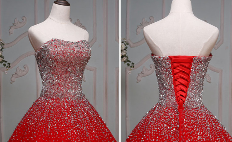 Ericdress Sweetheart Beaded Sequins Ball Gown Red Wedding Dress