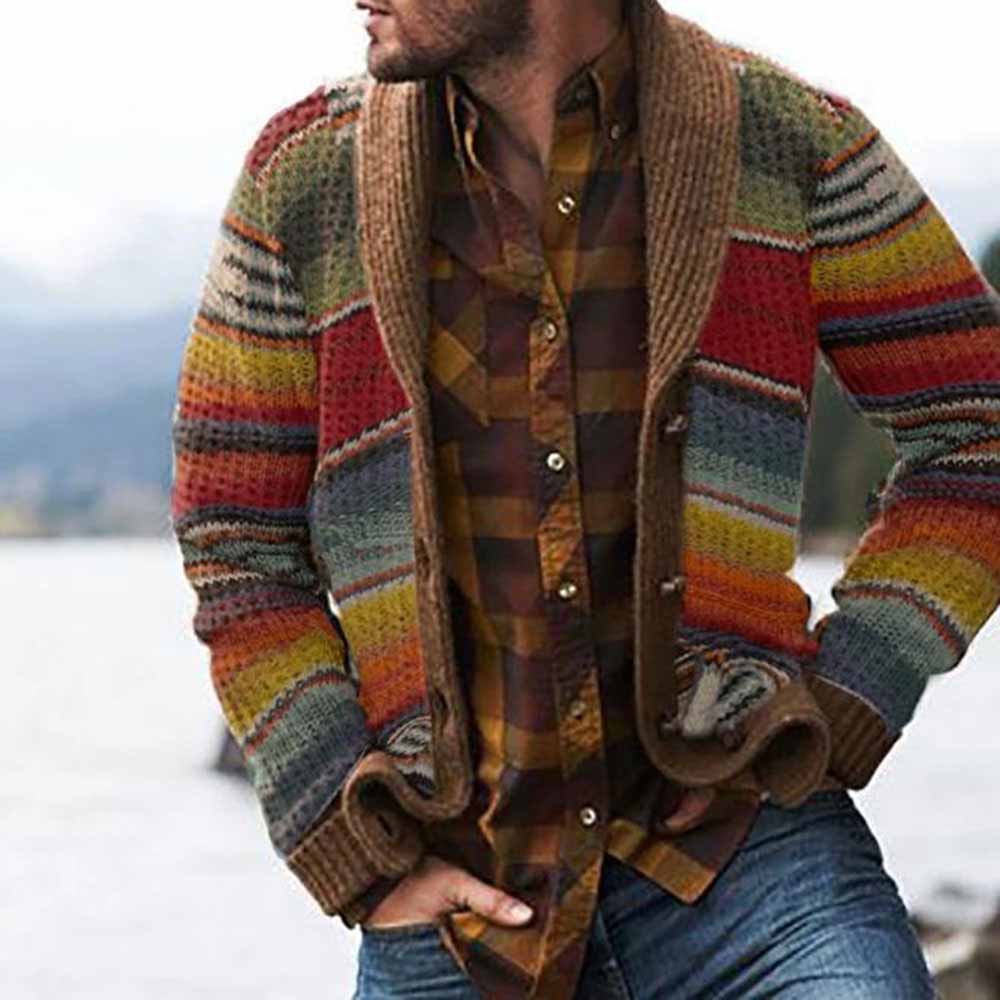 Ericdress Standard Color Block Button Single-Breasted Men's Sweater