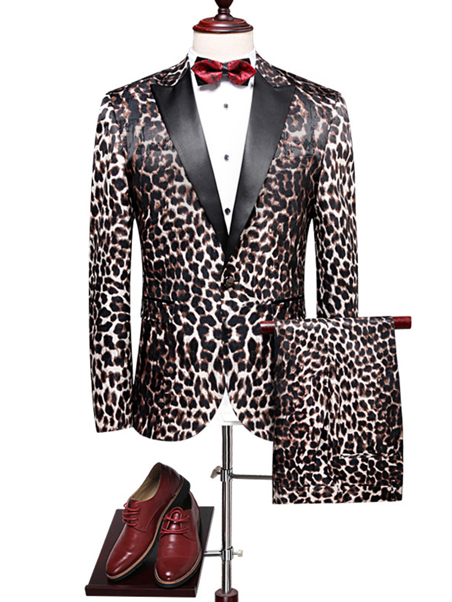 Ericdress Leopard Print Patchwork Slim Fit Men's Blazer Suits-www ...