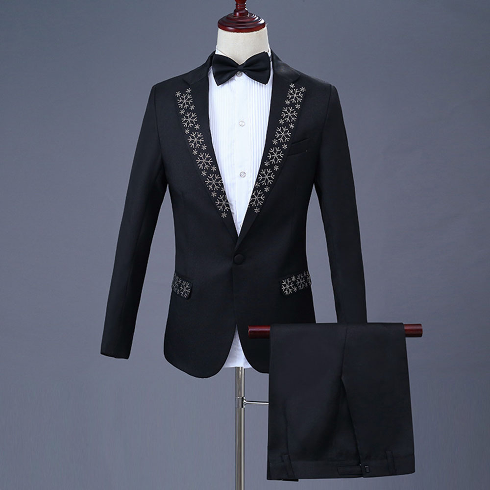 Ericdress One Button Diamond Blazer & Pants Mens Party Dress Suit