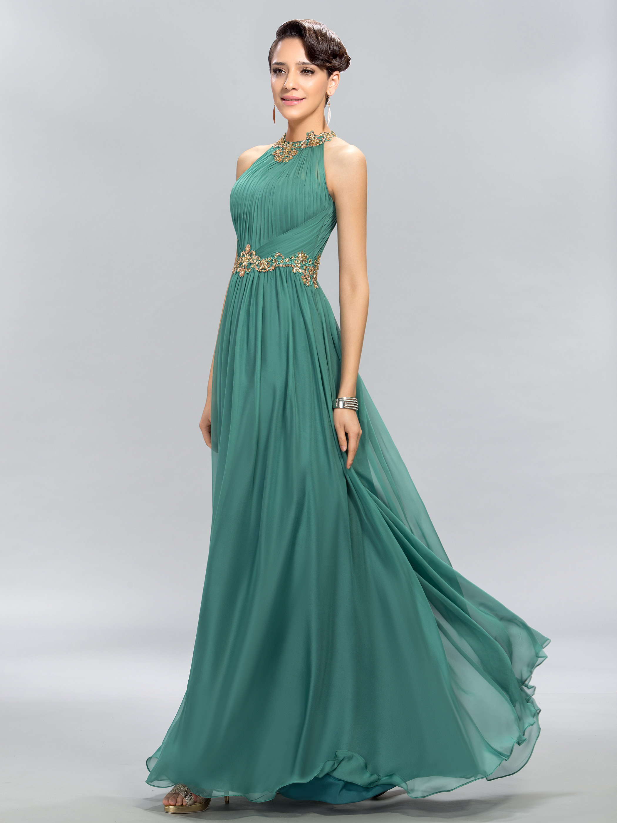 Pretty Jewel Beading A-Line Evening Dress