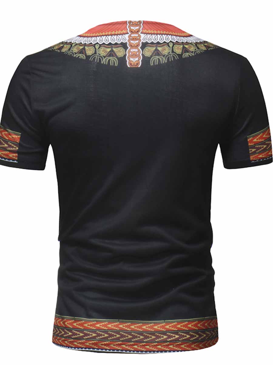 Ericdress African Fashion Dashiki Printed Slim Mens Short Sleeve T Shirt