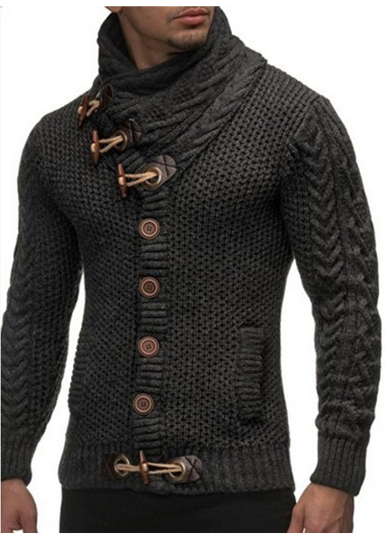 Ericdress Plain Shawl Neck Button European Style Mens Sweaters