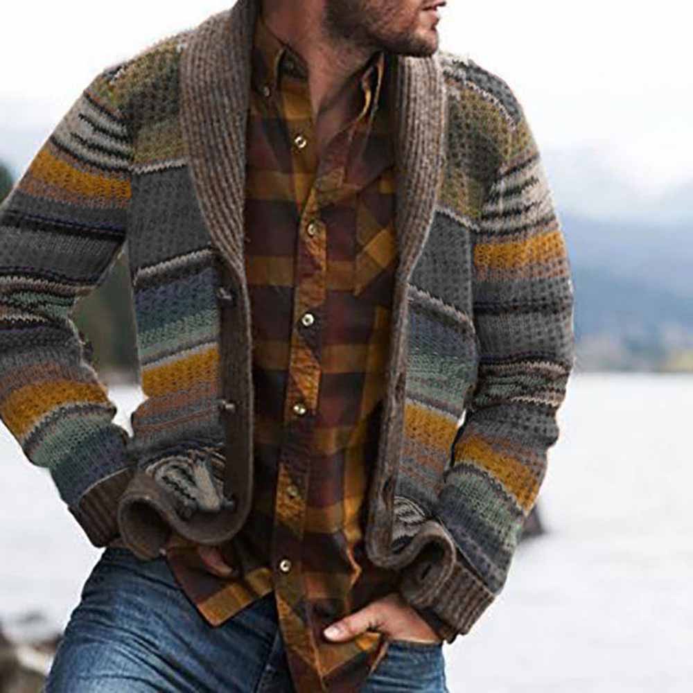 Ericdress Standard Color Block Button Single-Breasted Men's Sweater