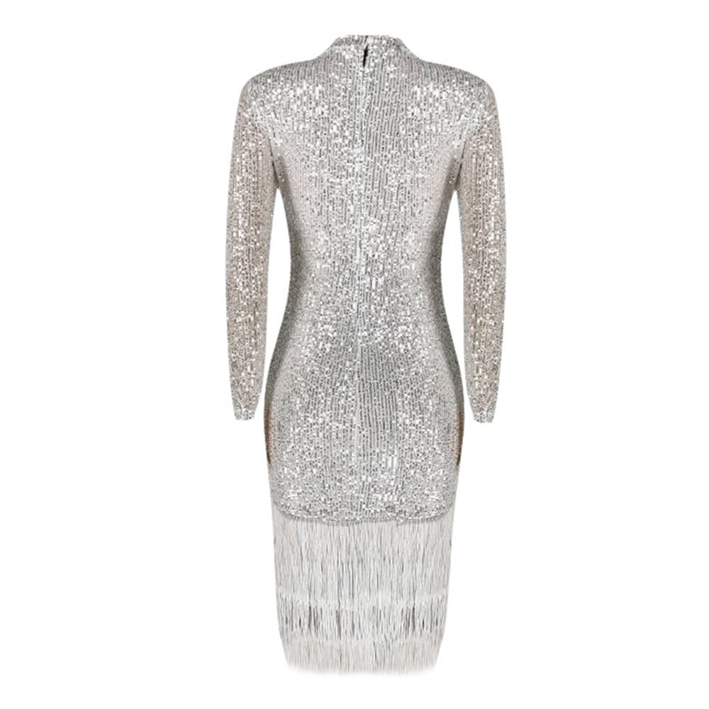 Ericdress Sequins Mid-Calf Long Sleeve Western Pullover Bodycon Dress