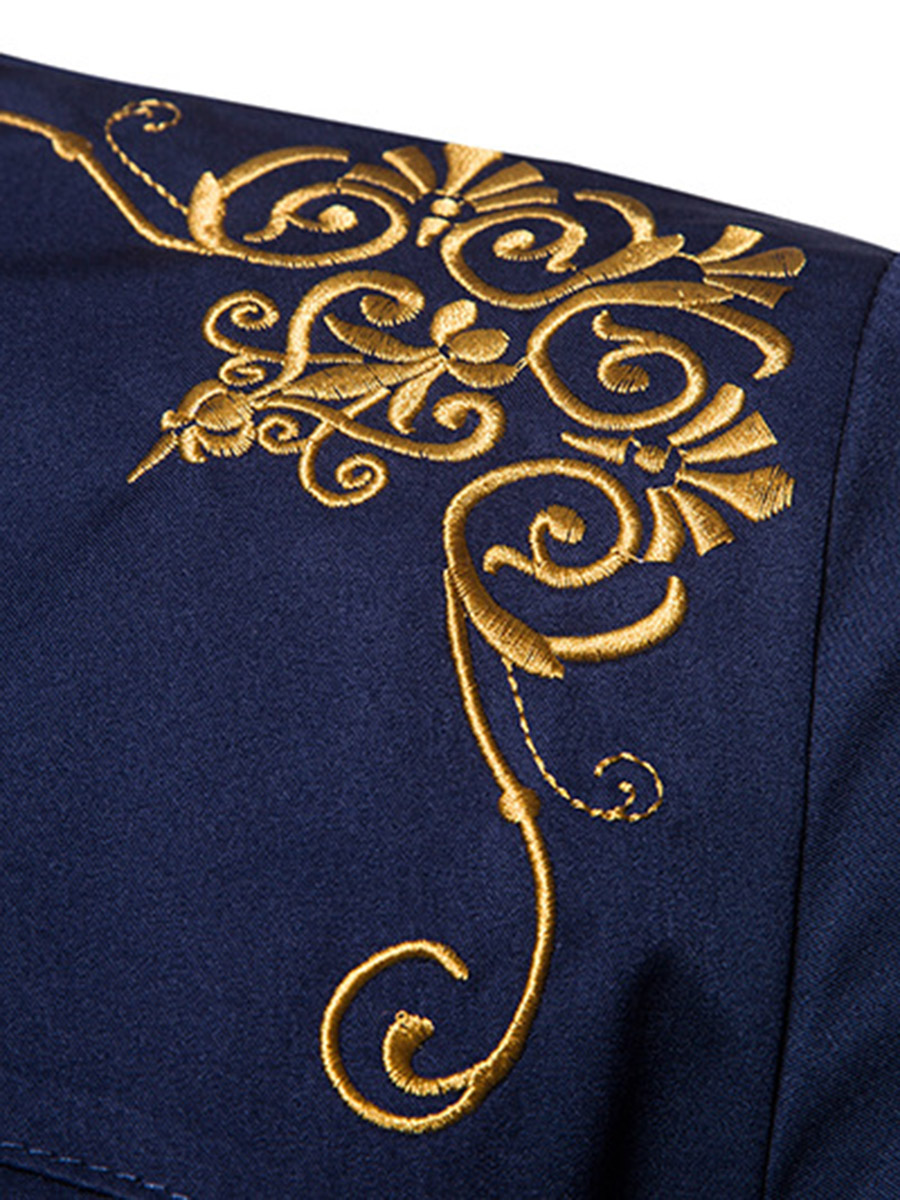 Ericdress Golden Embroidery Plain Men's Single Breasted Shirt
