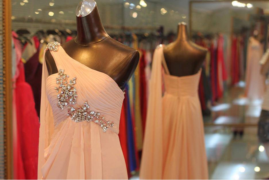 Ericdress One Shoulder Beading Pearl Pink Evening Dress