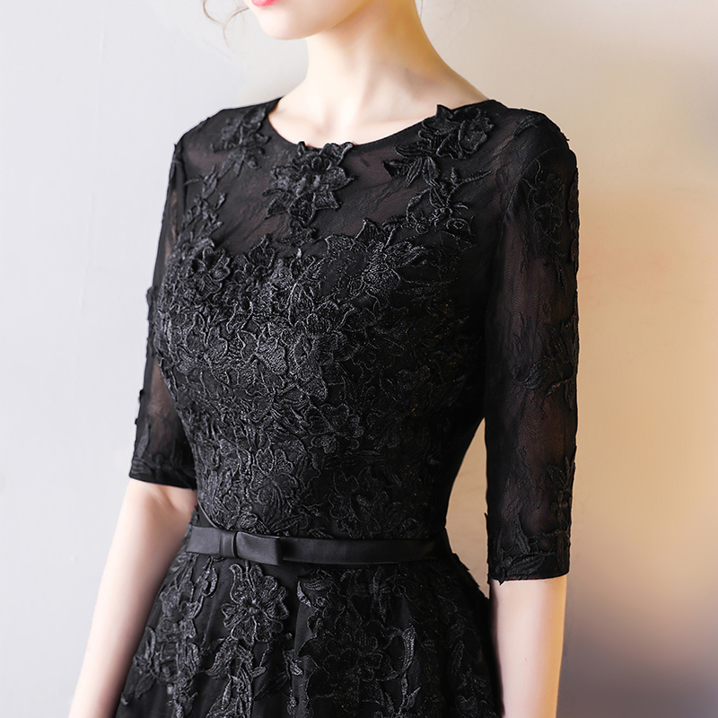 Ericdress Half Sleeve Lace Black Homecoming Dress