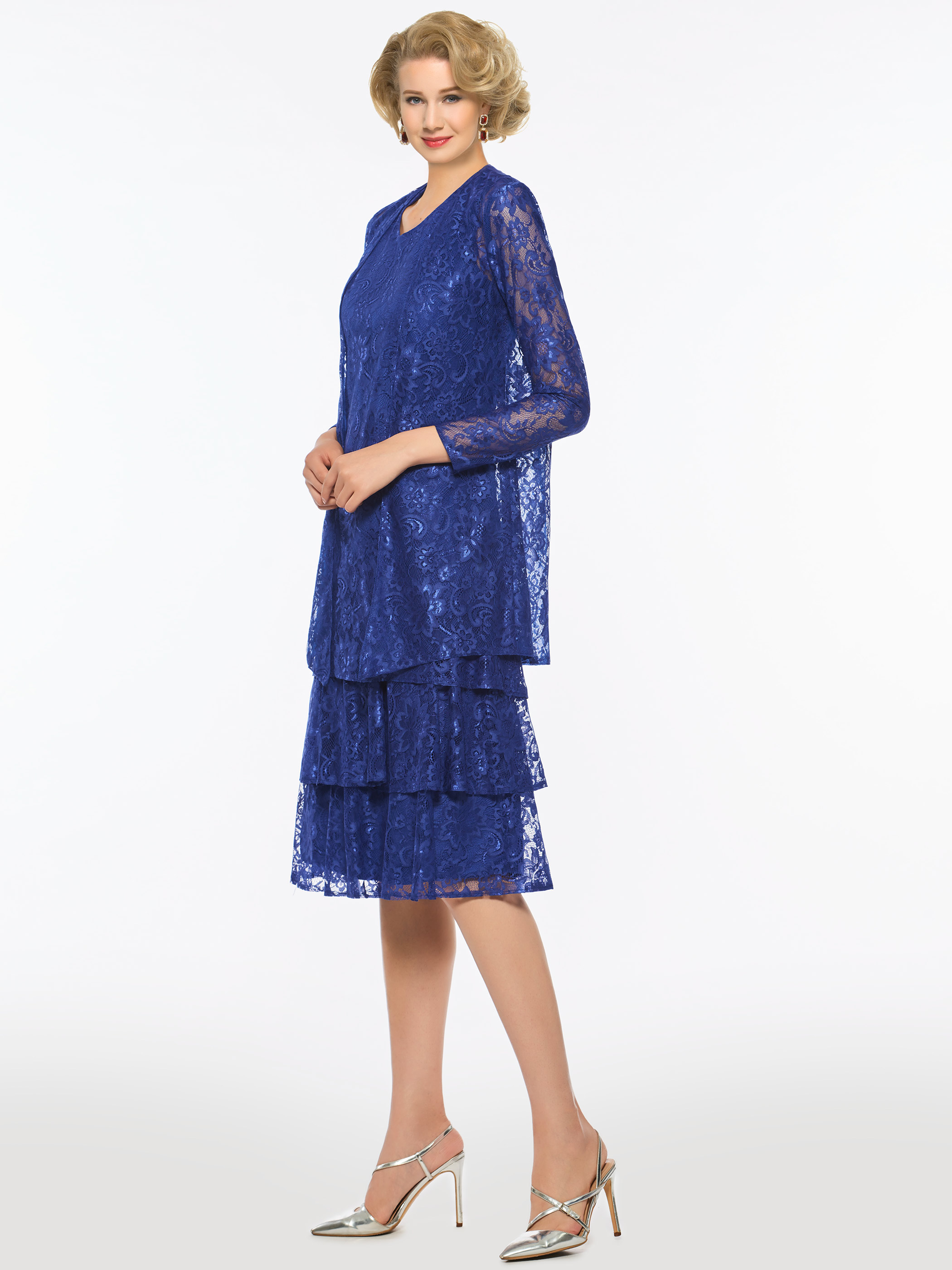 Ericdress Lace Tea-Length Mother of The Bride Dress with Jacket