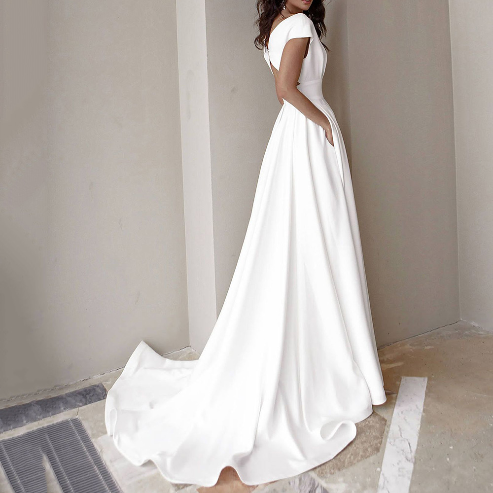 Ericdress Short Sleeve Floor-Length Split Pullover Maxi Dress