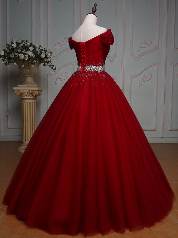 Ericdress Off-the-Shoulder Ball Quinceanera Dress With Beading And Pleats