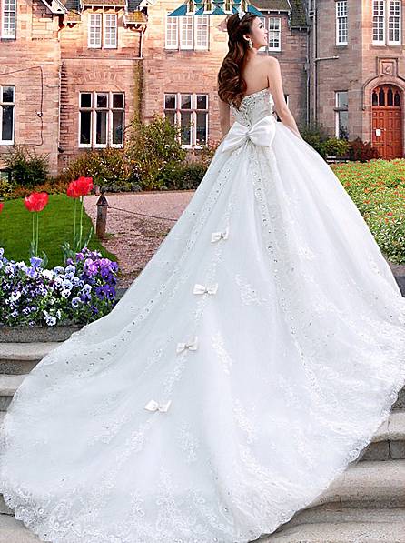 Ericdress Beading Sweetheart Appliques Cathedral Train Wedding Dress