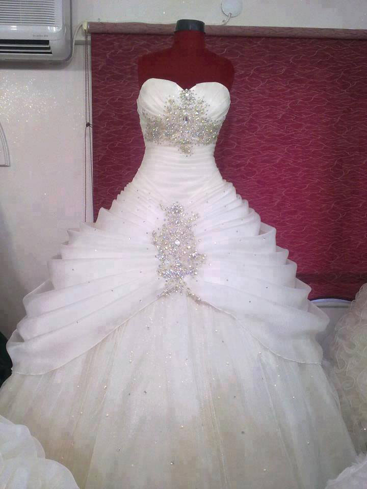 Ericdress Beaded Draped Ball Gown Wedding Dress