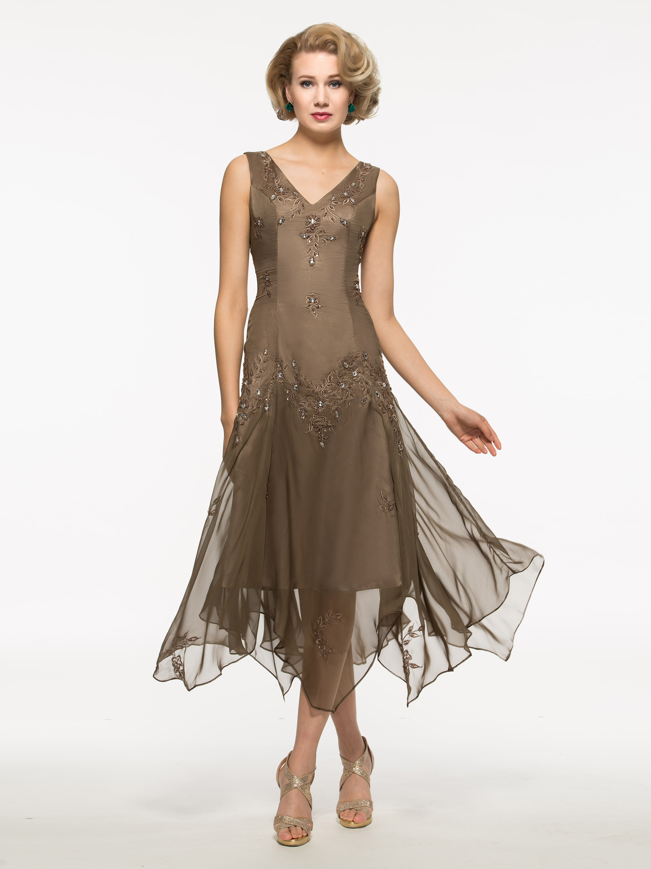 Ericdress Embroidery Sequins Asymmetry Mother of the Bride Dress