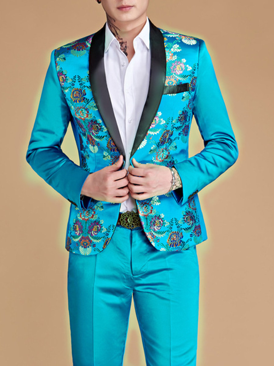 Ericdress Men's Print Casual Suit Blazer Pants