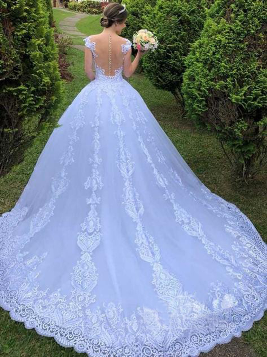 Ericdress Appliques Straps Ball Gown Outdoor Wedding Dress-www ...