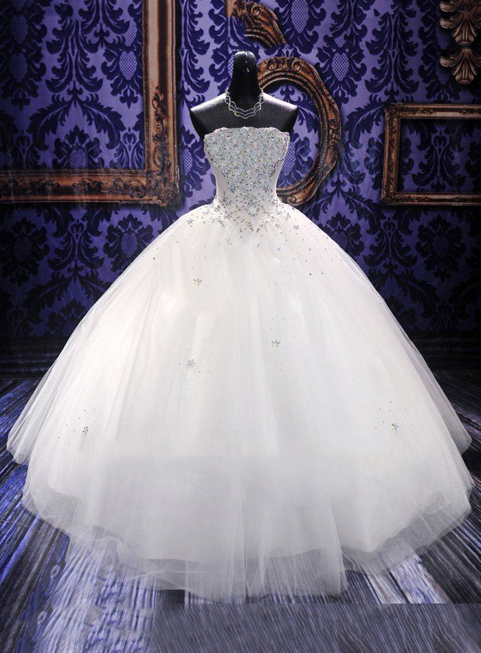 Ericdress Floor-Length Beading Ball Gown Sleeveless Garden/Outdoor Wedding Dress