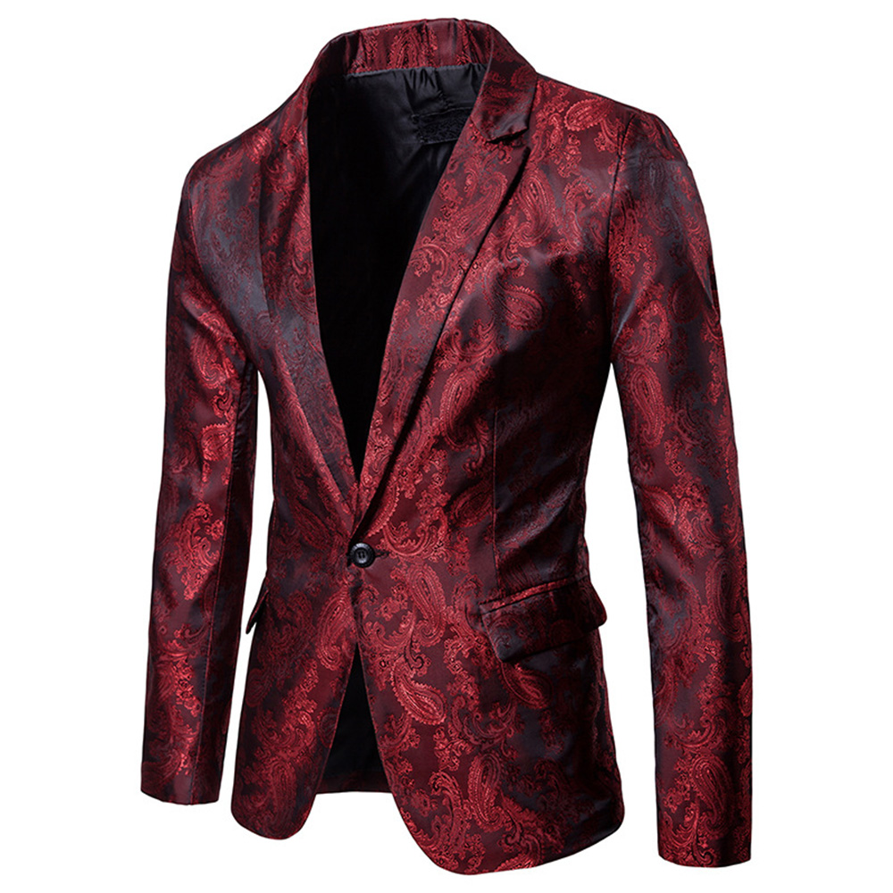 Ericdress Printed One Button Blazer & Pants Mens Casual Suits